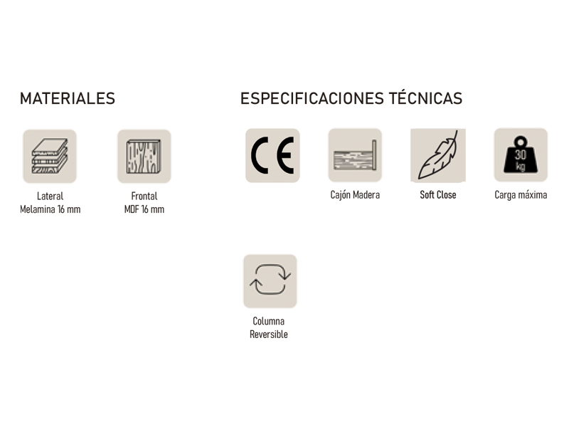 Características mueble CALIMA